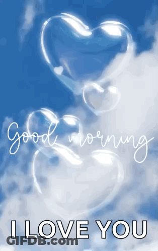 Heart-Shaped Soap Bubbles Saying Good Morning GIF