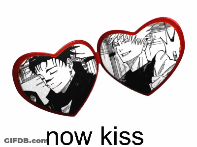 Heart-Shaped Sunglasses With Two Men Saying Now Kiss GIF