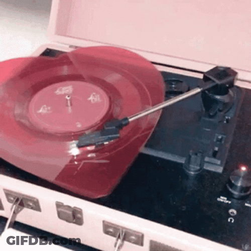 Heart Shaped Vinyl Broken Record GIF