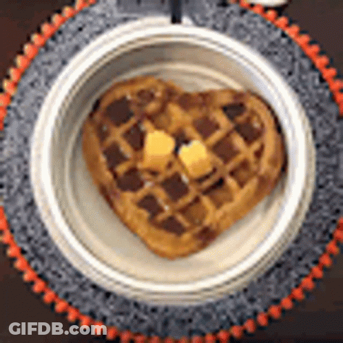 Heart Shaped Waffle With Syrup GIF