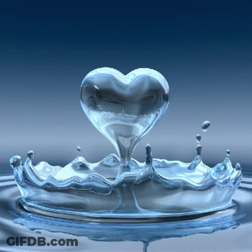 Heart Shaped Water Drop From Water Crown GIF