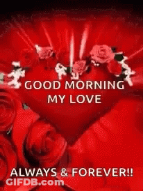 Heart Surrounded By Roses Good Morning Love GIF