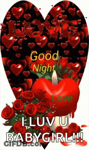 Heart With Candle Saying Good Night I Love You GIF