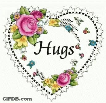 Heart With Flowers Saying Hugs GIF