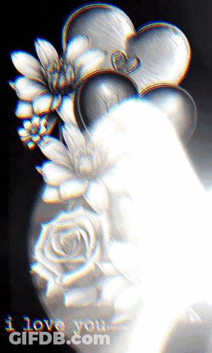 Heart With Flowers Saying I Love You GIF