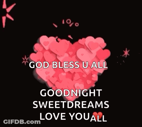 Heart With God Bless U All Goodnight GIF