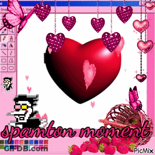 Heart With Hanging Hearts Spamton Moment GIF