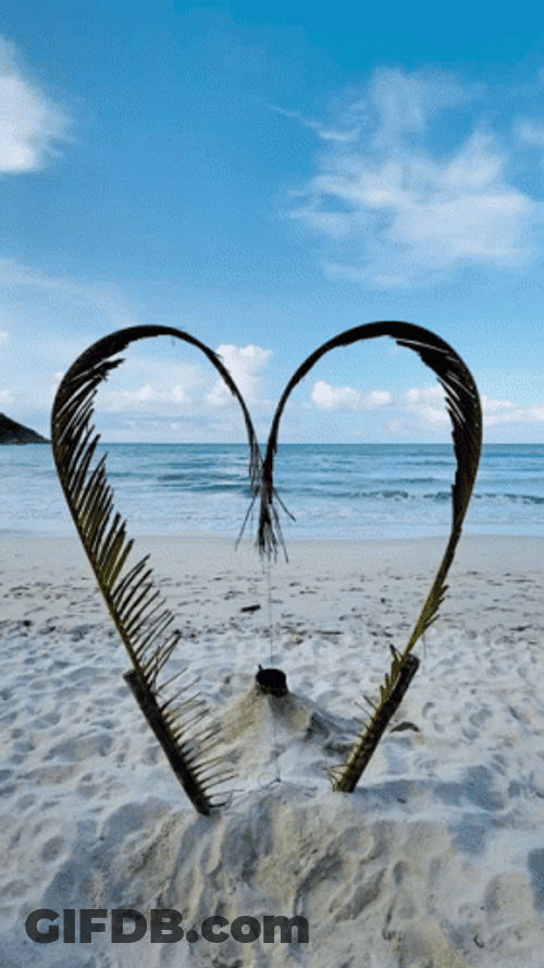 Heart With Ocean Waves Scenery GIF