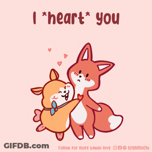 Heart You Fox And Cat GIF