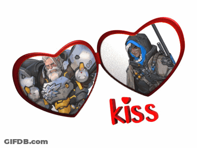 Hearts With Kiss Text GIF