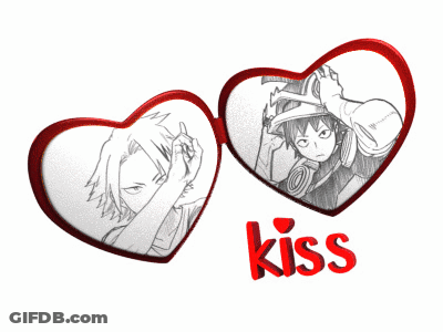 Hearts With Kiss Text GIF