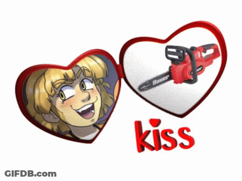 Hearts With Kiss Text GIF
