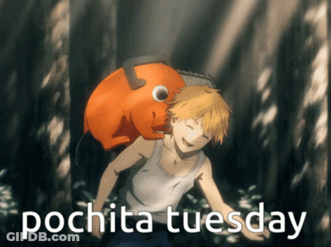 Heartwarming Chainsaw Man Pochita Back Riding Denji GIF