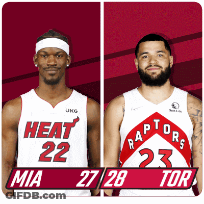 Heat Player And Raptors Player Pose For Photo GIF