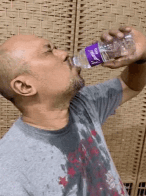 Heat Stroke Bald Man Drinking Water GIF