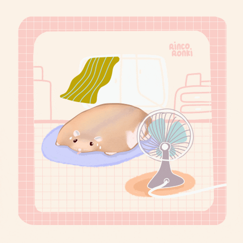 Heat Wave Chubby Cartoon Rat Relaxing GIF
