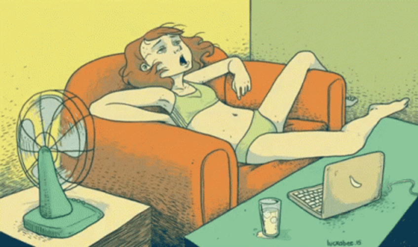 Heat Woman With Fan GIF