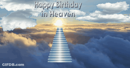 Heaven Birthday Card With Staircase To Sky GIF