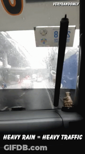 Heavy Rain = Heavy Traffic Is Displayed On The Screen GIF