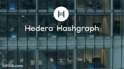 Hedera Hashgraph Logo On Building GIF