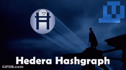 Hedera Hashgraph Poster With Silhouette Of A Man GIF