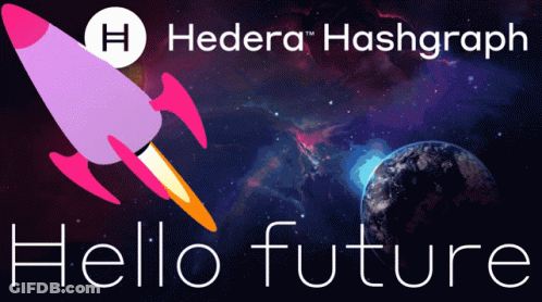 Hedera Hashgraph Rocket Flying In Space GIF