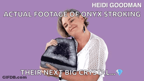 Heidi Goodman Holding Large Piece Of Onyx GIF
