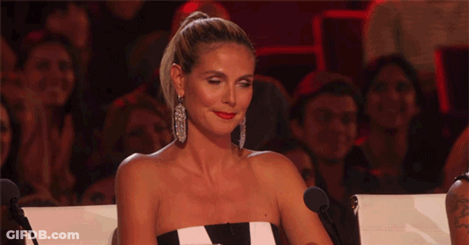 Heidi Klum Blinking Her Eyes During Judging GIF