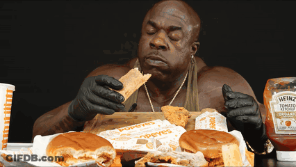 Heinz Ketchup Next To Man Eating Popeye's GIF