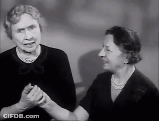 Helen Keller Talking Explaining GIF