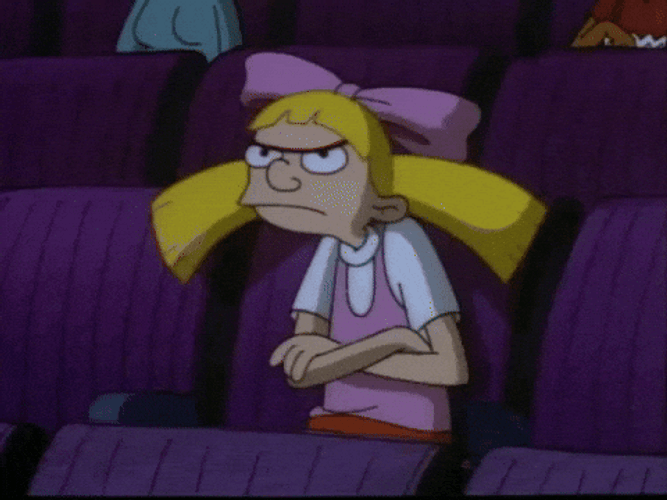 Helga Attentively Watching Nimona Movie GIF