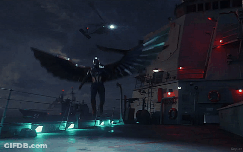 Helicopter Flying Over Ship With Word Kepler GIF