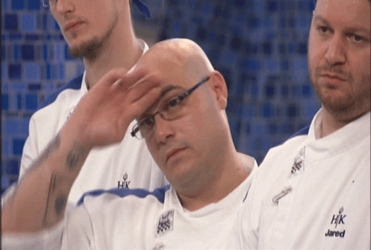 Hell's Kitchen Contestant Wiping Sweat GIF