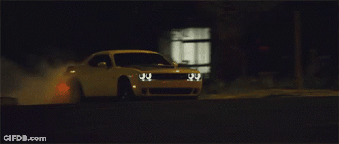Hellcat Drifting Front View GIF