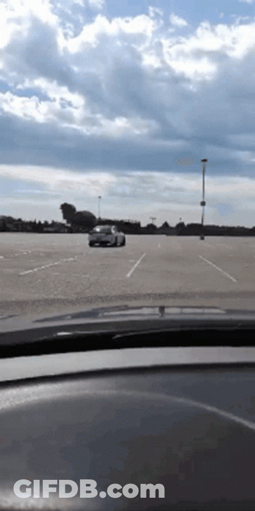 Hellcat Drifting View From Another Car GIF