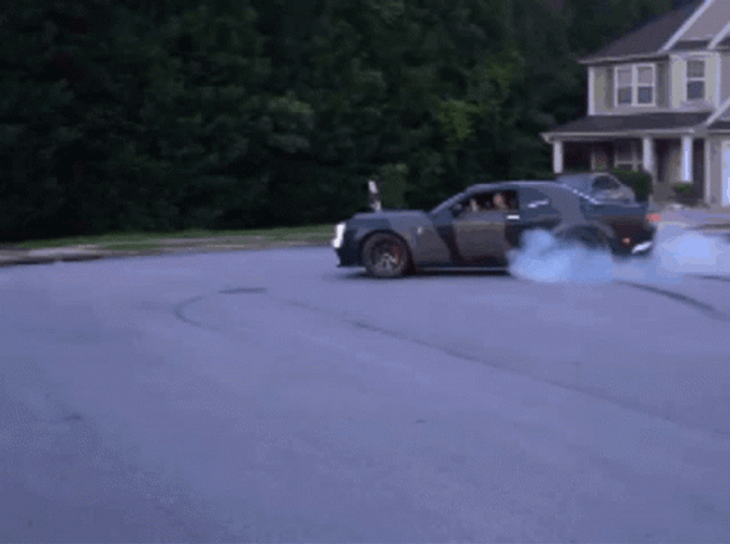 Hellcat Sports Car Drifting Smoke GIF