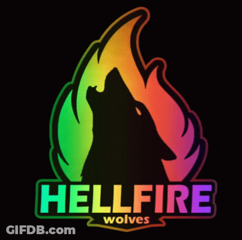 Hellfire Wolves Logo With Rainbow Fire GIF