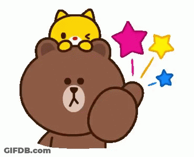 Hello Animated Line Friends Brown Bear GIF