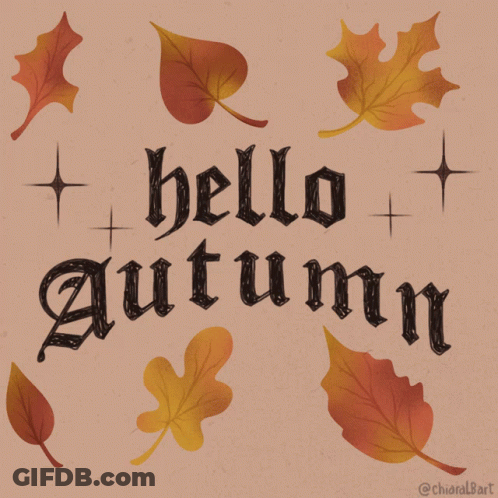 Hello Autumn Poster With Leaves GIF