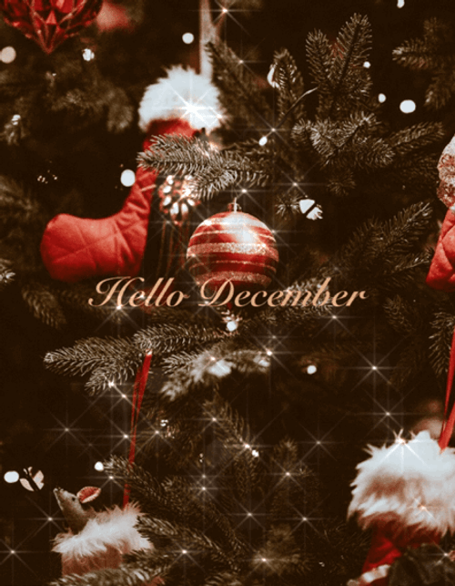 Hello December Christmas Ornaments GIF