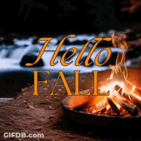 Hello Fall Sign With Fire GIF