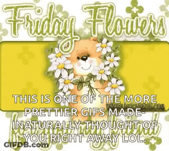 Hello Friday Flowers Teddy Bear GIF