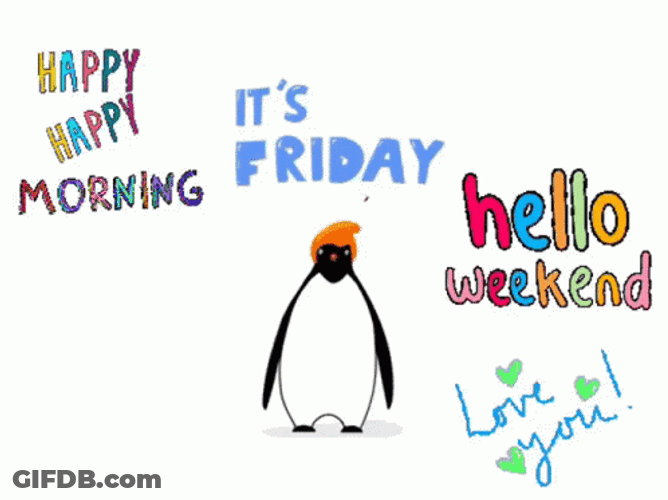 Hello Friday Penguin Jump GIF