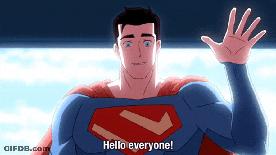 Hello Friends Animated Superman In Space GIF