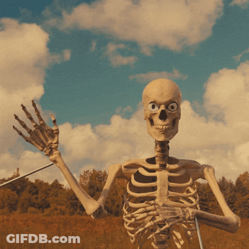 Hello Friends Skeleton Waving GIF