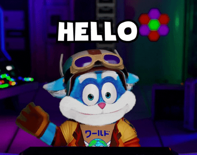 Hello Friends Space Cat Arooroo Waving GIF