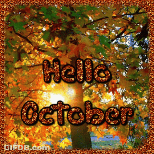 Hello Happy October Glitter Text GIF