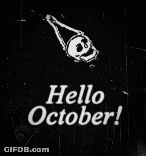 Hello Happy October Spinning Skull GIF