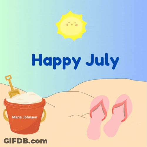 Hello July Beach Day GIF