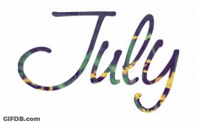 Hello July Calligraphy Letter GIF